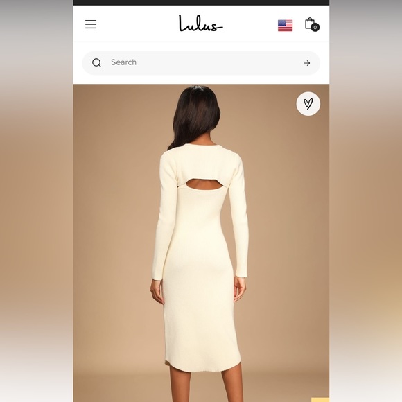 Lulus size Medium Two Piece Ivory Ribbed Sweater Midi Dress - Picture 7 of 7